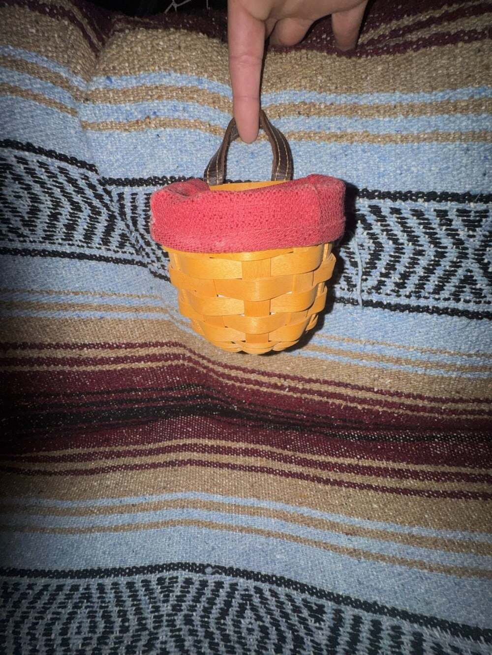 Longaberger 2002 Handwoven Basket with Red Liner signed